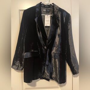 Zara XL velvet blazer NWT